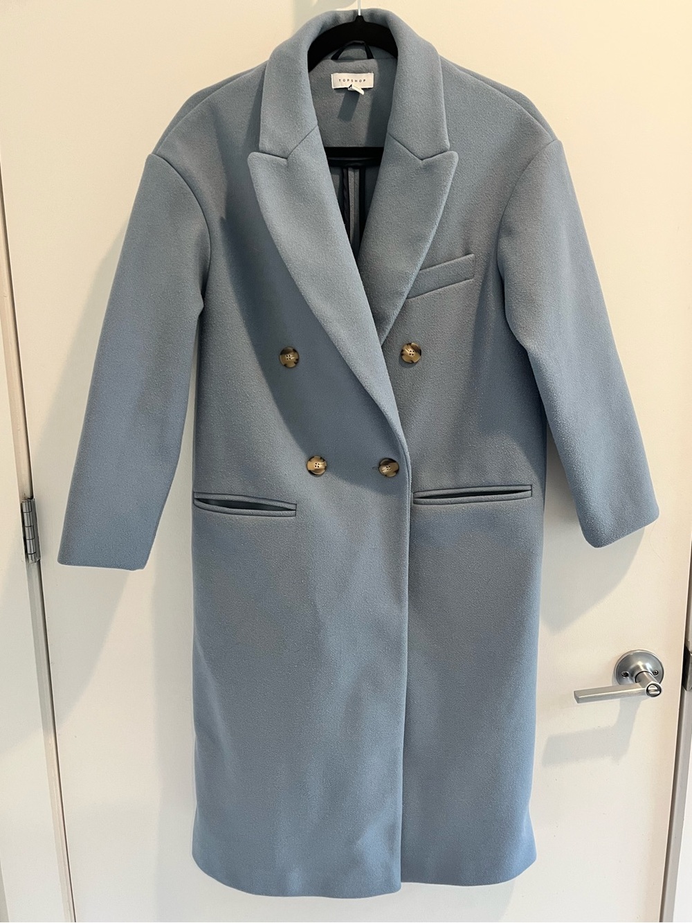 TOPSHOP Sky Blue Double-Breasted Peacoat- Womens size 10